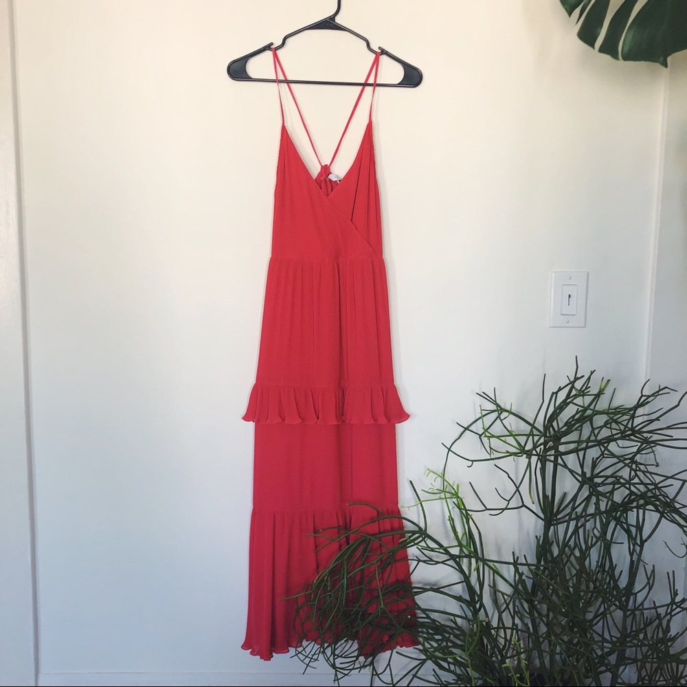 & Other Stories Red-Orange Tiered Maxi Dress